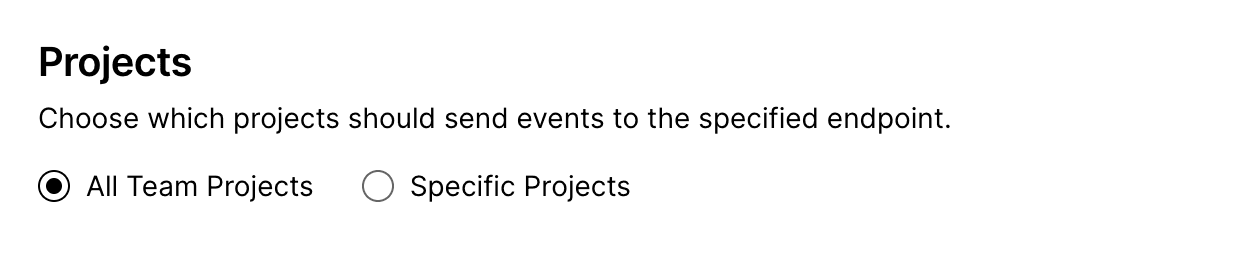 Choose the scope of project(s) for webhooks.