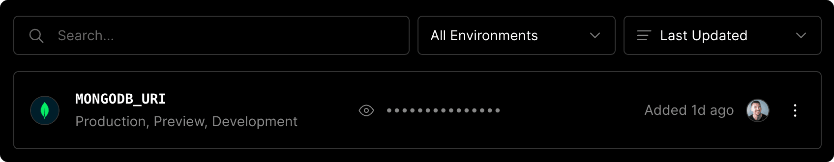 An Environment Variable added by the MongoDB Integration.