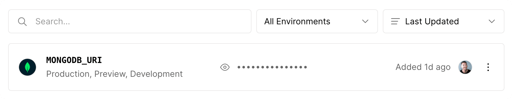 An Environment Variable added by the MongoDB Integration.