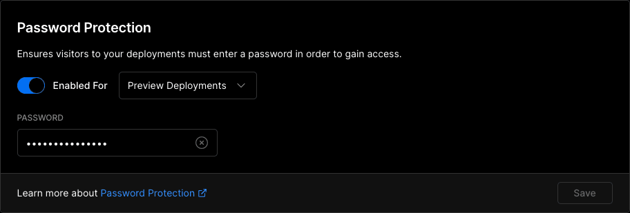 Enabling Password Protection.