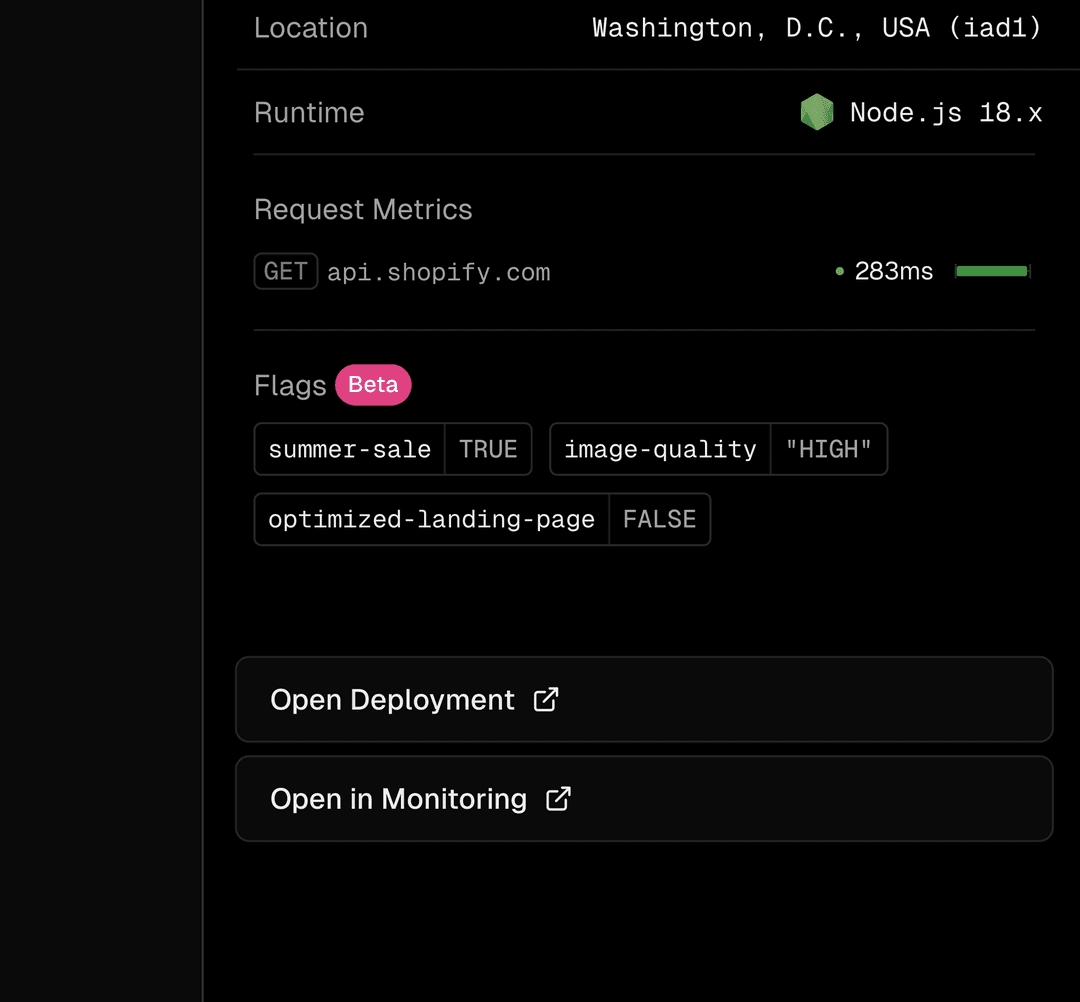 Feature Flags section in runtime logs