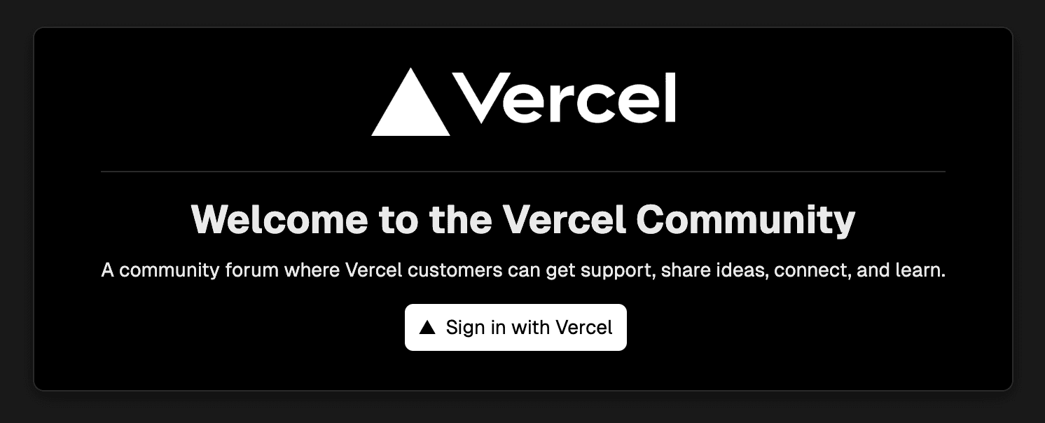 Signing into Vercel Community.