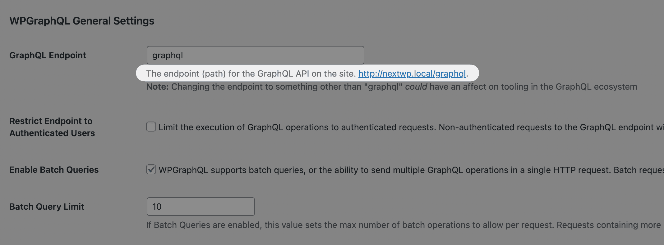 The GraphQL endpoint for your WordPress content.