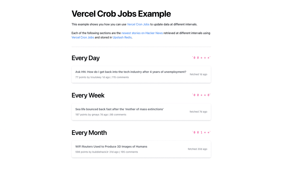 Vercel Cron Job Example