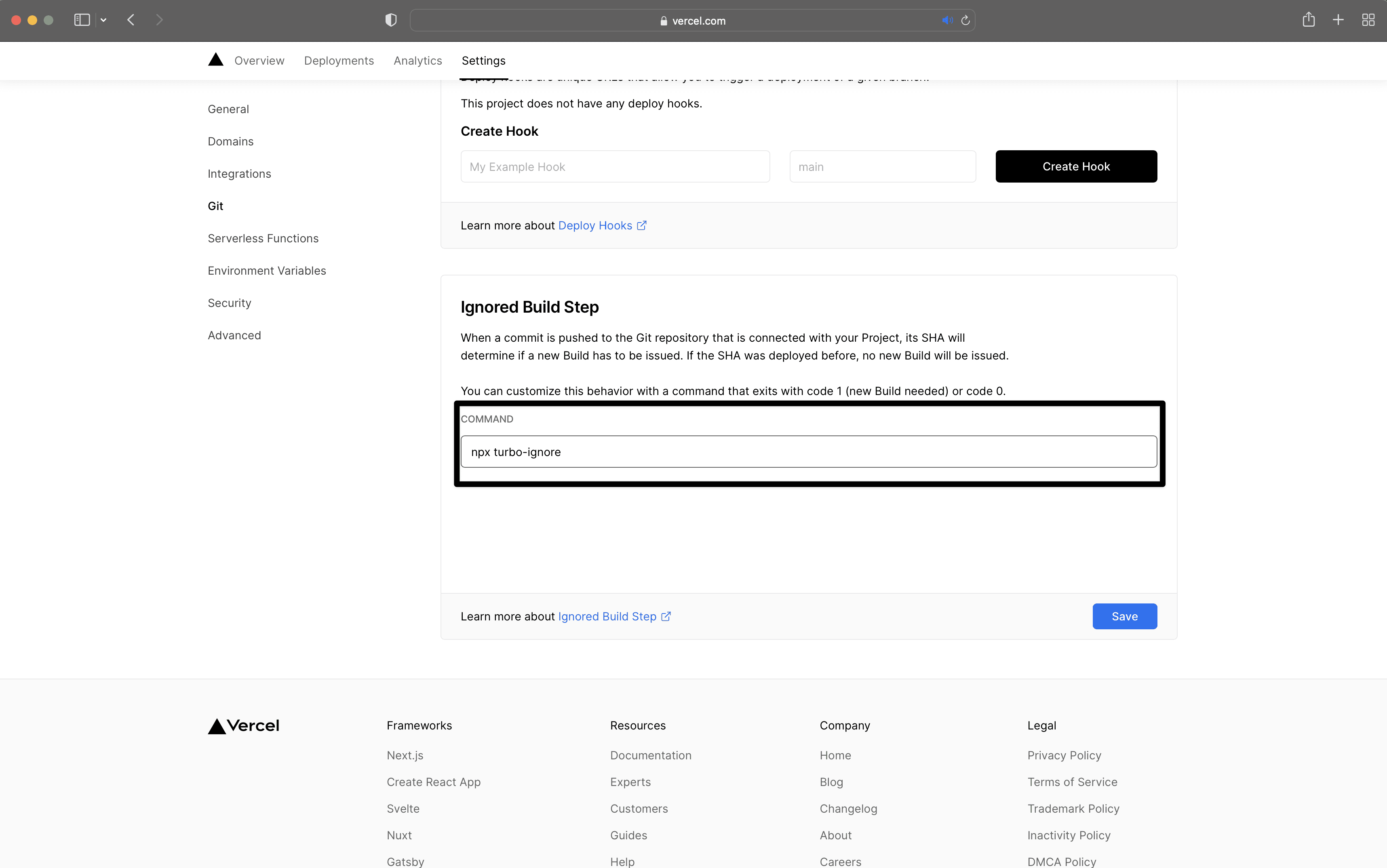 Vercel Ignored Build Step